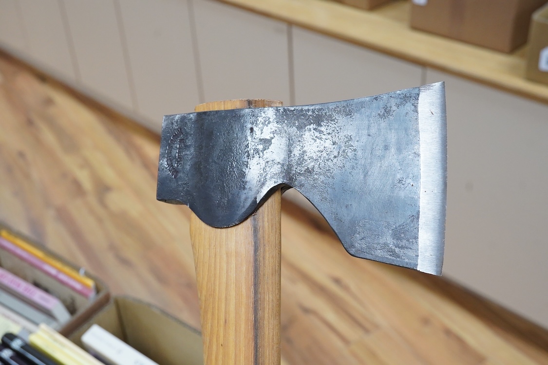 A collection of heavy duty hammers, framing hammers, and axes, including; 13 hammers by Vaughan, U.S.A., plus nine others by Stiletto, etc., and 14 carpenters axes and hatchets by James Howarth, Gransfars Bruks, Agdor of